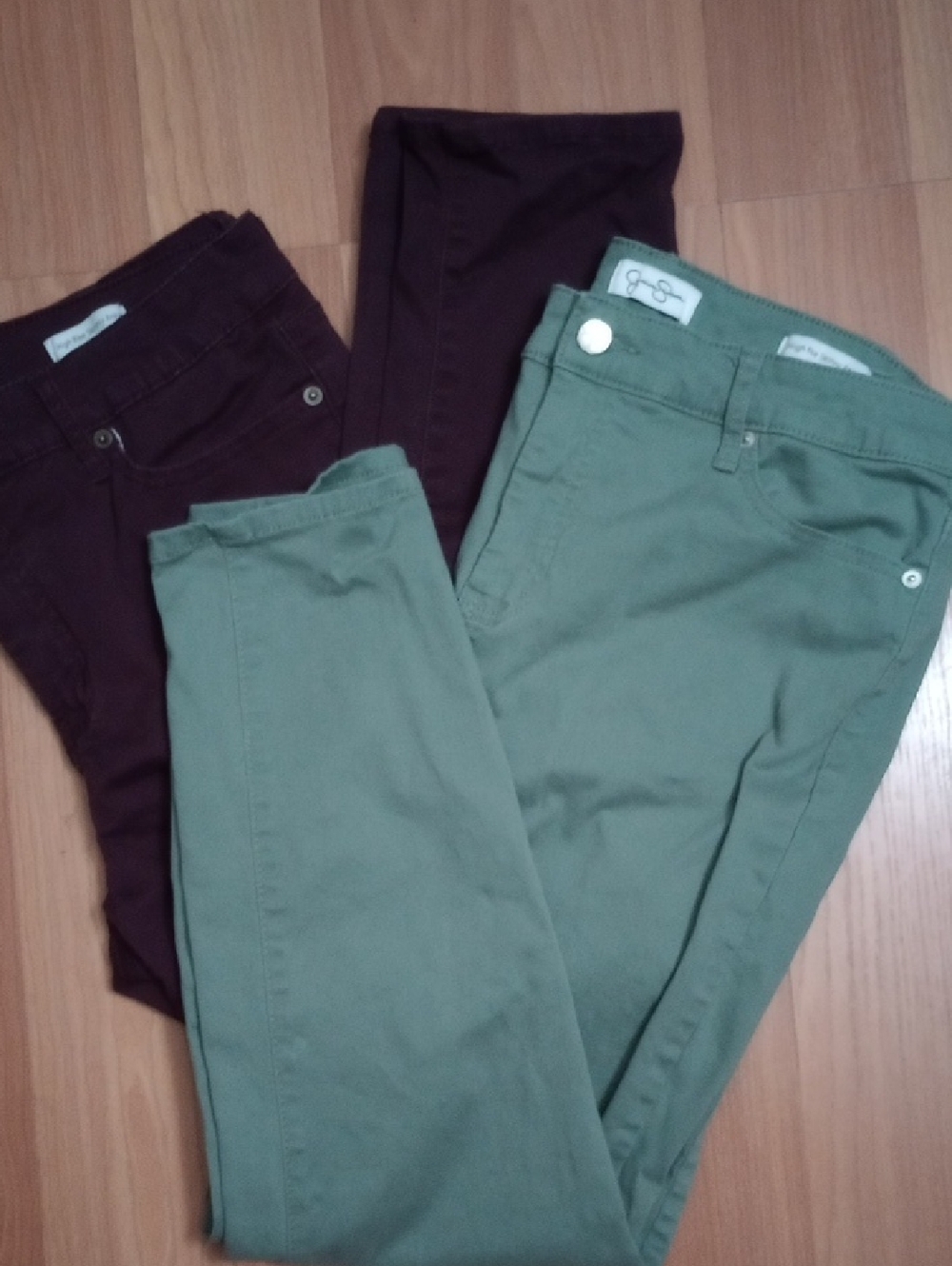 Jessica Simpson Skinny Pants in Olive Green and Plum